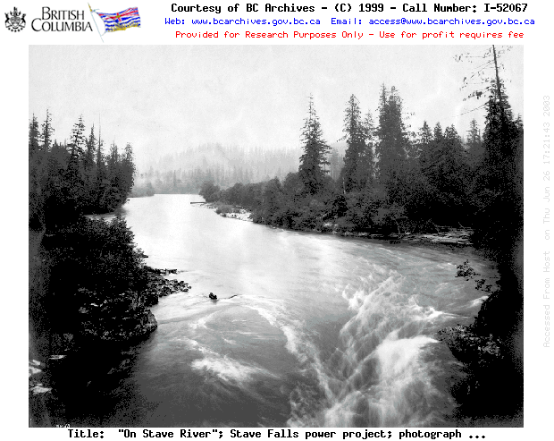 "On Stave River"; Stave Falls power project; photograph no 13.
